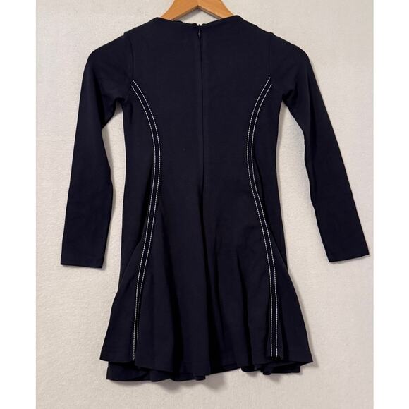 Armani Junior Dress Girls Size 10A Contrast Stitch Bow Flare Preppy Kidcore - Picture 2 of 8